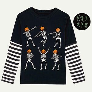 NWT Kid’s Unisex Glow in the Dark Halloween Shirt Sz 8-9
